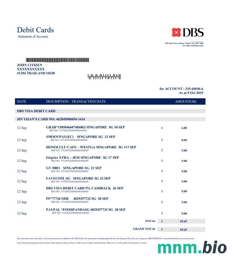 Tajlandia DBS bank szablon w formacie excel pdf